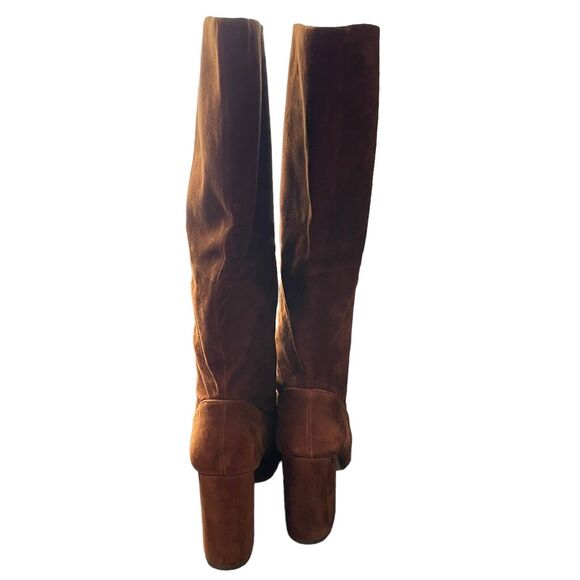Steve Madden 10 Hindle Boots Brown Suede Block Heel Knee High Almond Toe - Picture 9 of 12